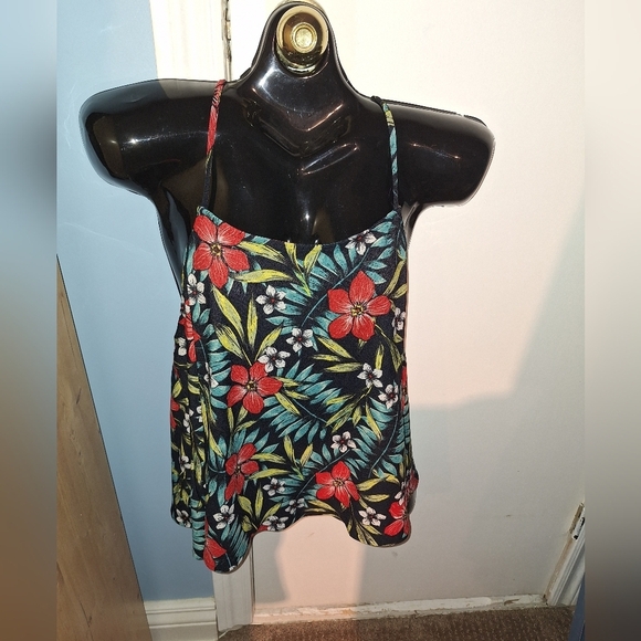 Mango Basics Black Floral Printed A-Line Top Size Medium - Picture 4 of 7